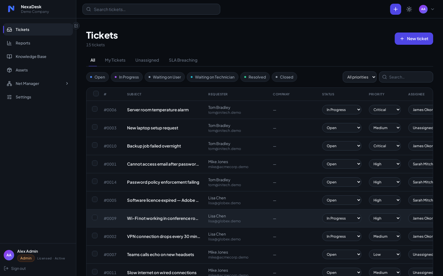Ticket list